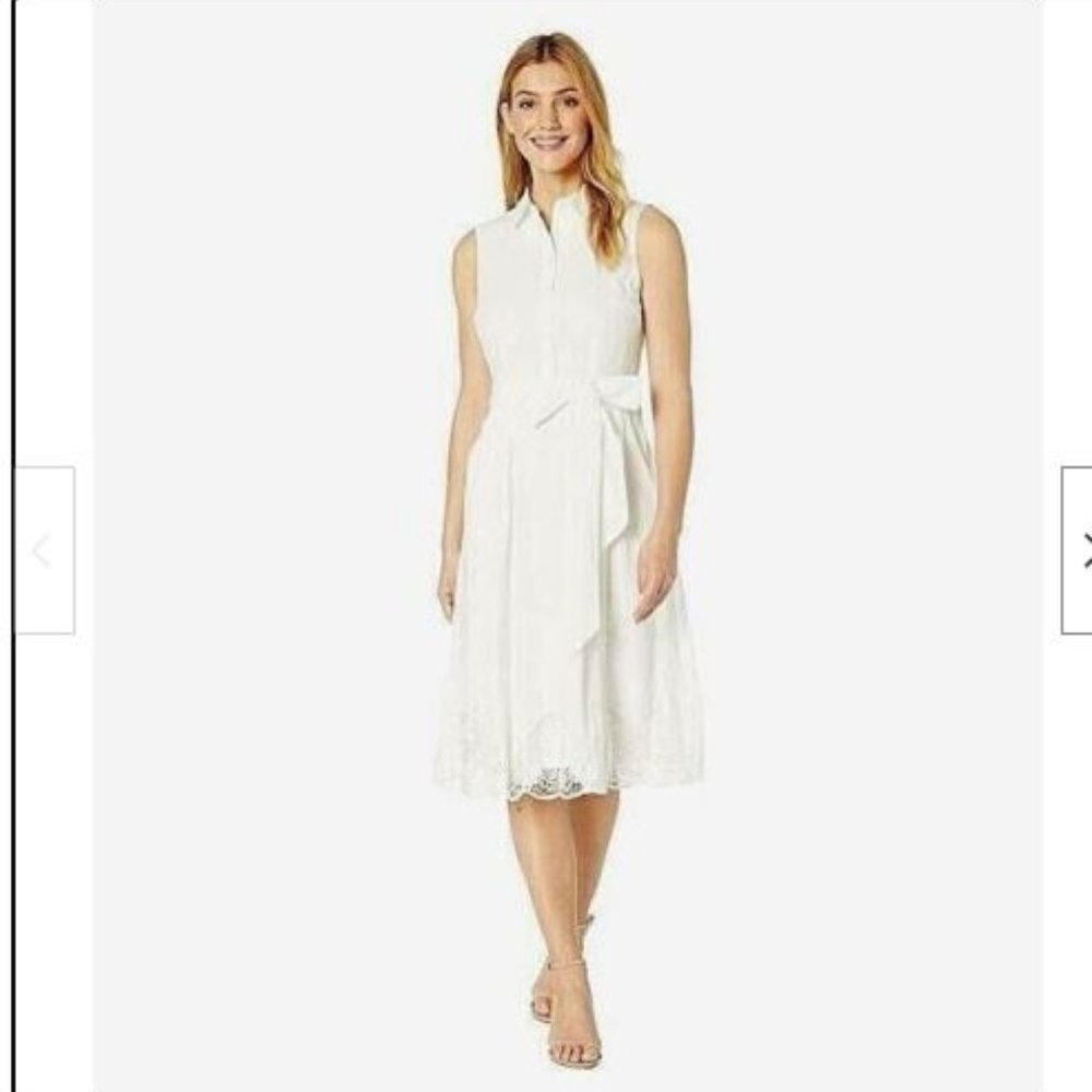 NWT Tahari by ASL Sleeveless Embroidered Hem Shirtdress size 8